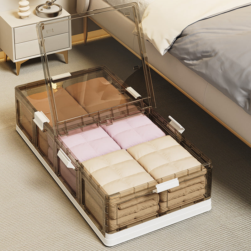 Under Bed Storage With Wheels, 51L/61L Larger Under Bed Storage Containers With Clear Lids, 32'' Lengthen Under Bed Shoe Organizer, Rolling Under Bed Storage For Shoes Clothes