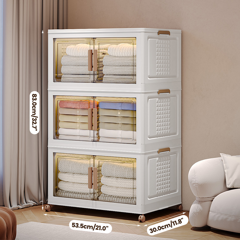 15.6Gal 3-Tier Folding Storage Cabinet Multi-layer Storage Cabinet