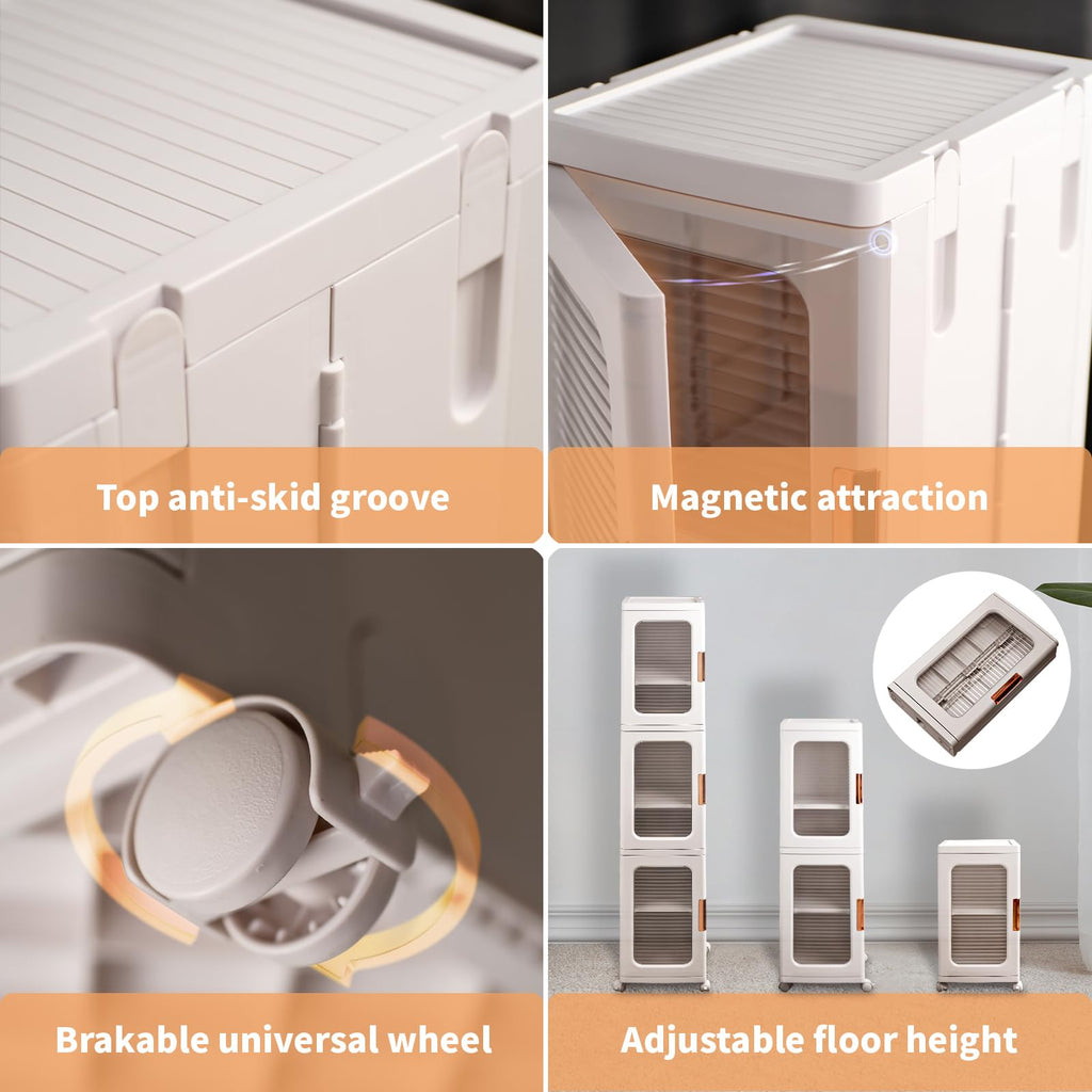 4-Tier Tall Narrow Storage Cabinet With Movable Wheels.