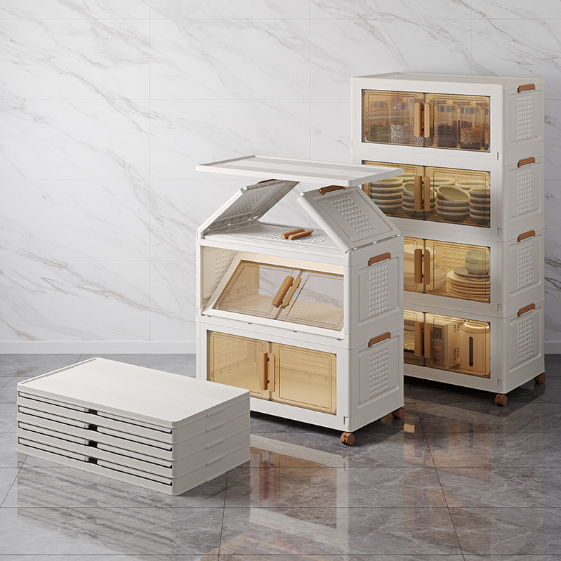 15.6Gal 3-Tier Folding Storage Cabinet Multi-layer Storage Cabinet