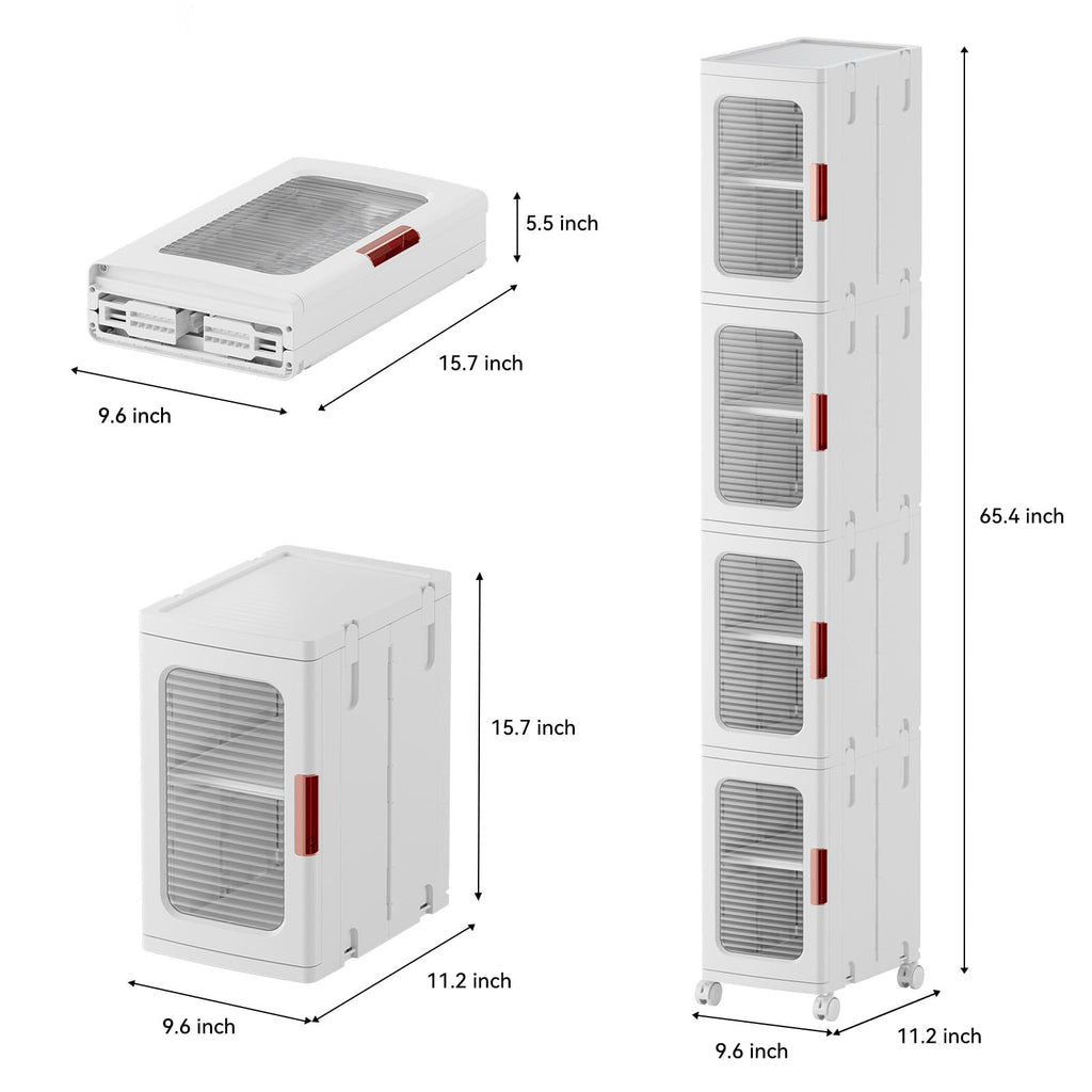 4-Tier Tall Narrow Storage Cabinet With Movable Wheels.
