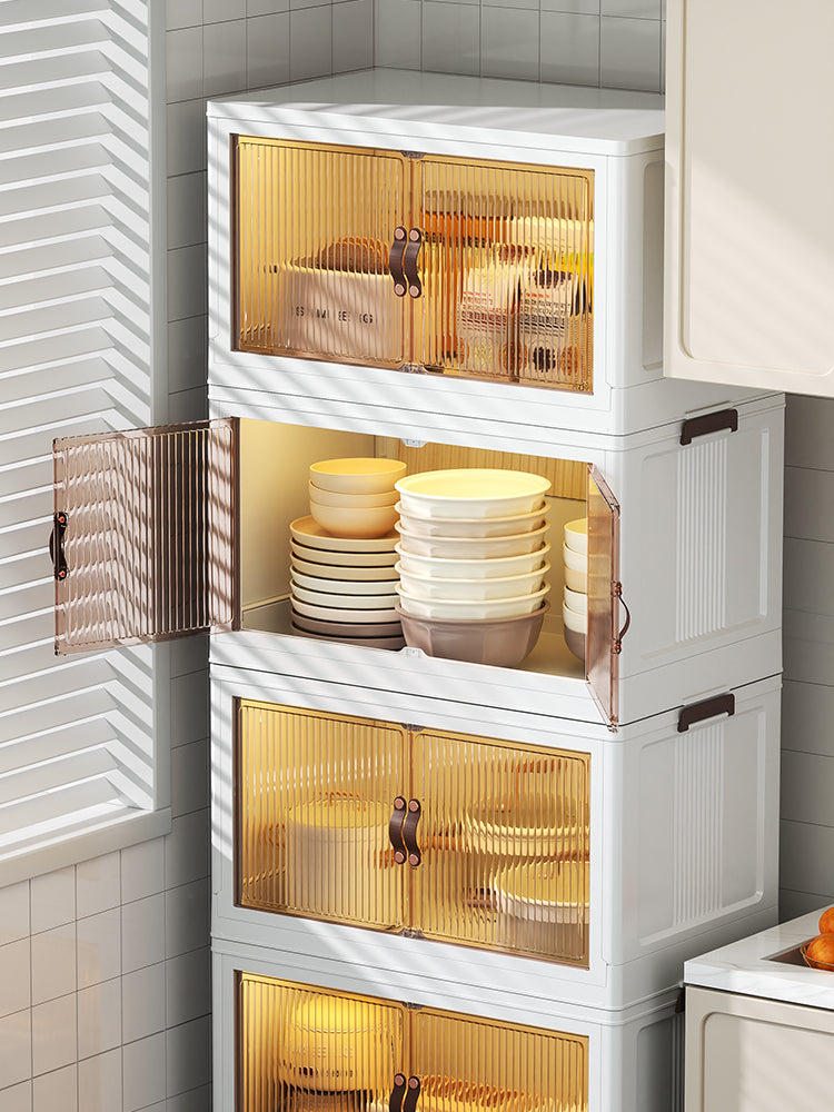 18Gal 5-Tier Transparent Multi-layered Storage Cabinet with Drawers.