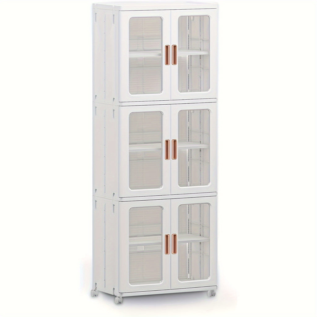 3-Tier Tall Large Capacity Narrow Storage Cabinet with Movable Wheels.