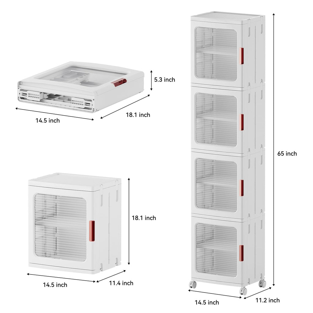4-Tier Tall Narrow Storage Cabinet With Movable Wheels.
