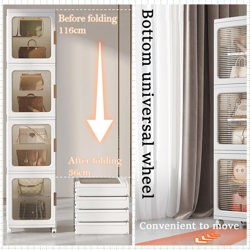 4-Tier Tall Narrow Storage Cabinet With Movable Wheels.