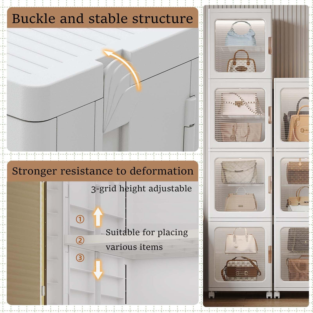 4-Tier Tall Narrow Storage Cabinet With Movable Wheels.