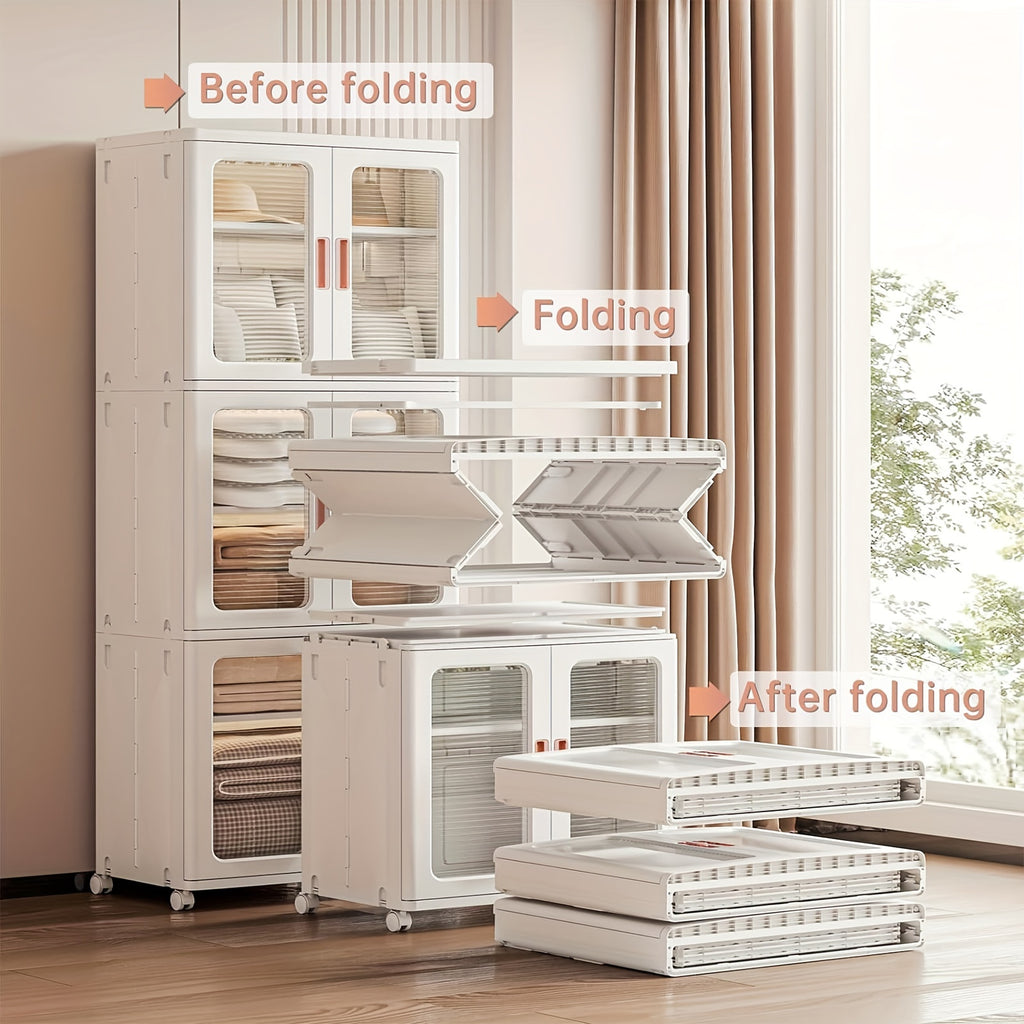 3-Tier Tall Large Capacity Narrow Storage Cabinet with Movable Wheels.