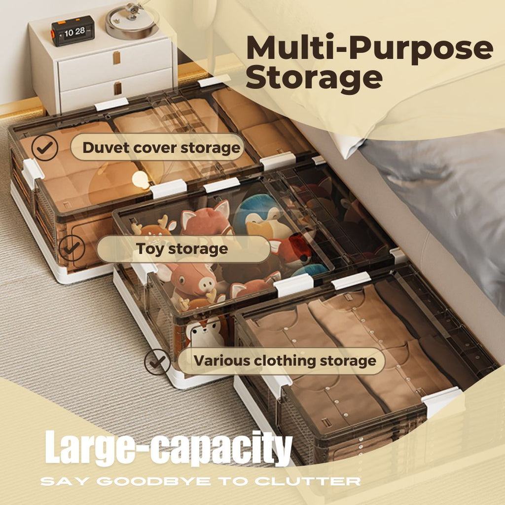 Under Bed Storage With Wheels, 51L/61L Larger Under Bed Storage Containers With Clear Lids, 32'' Lengthen Under Bed Shoe Organizer, Rolling Under Bed Storage For Shoes Clothes