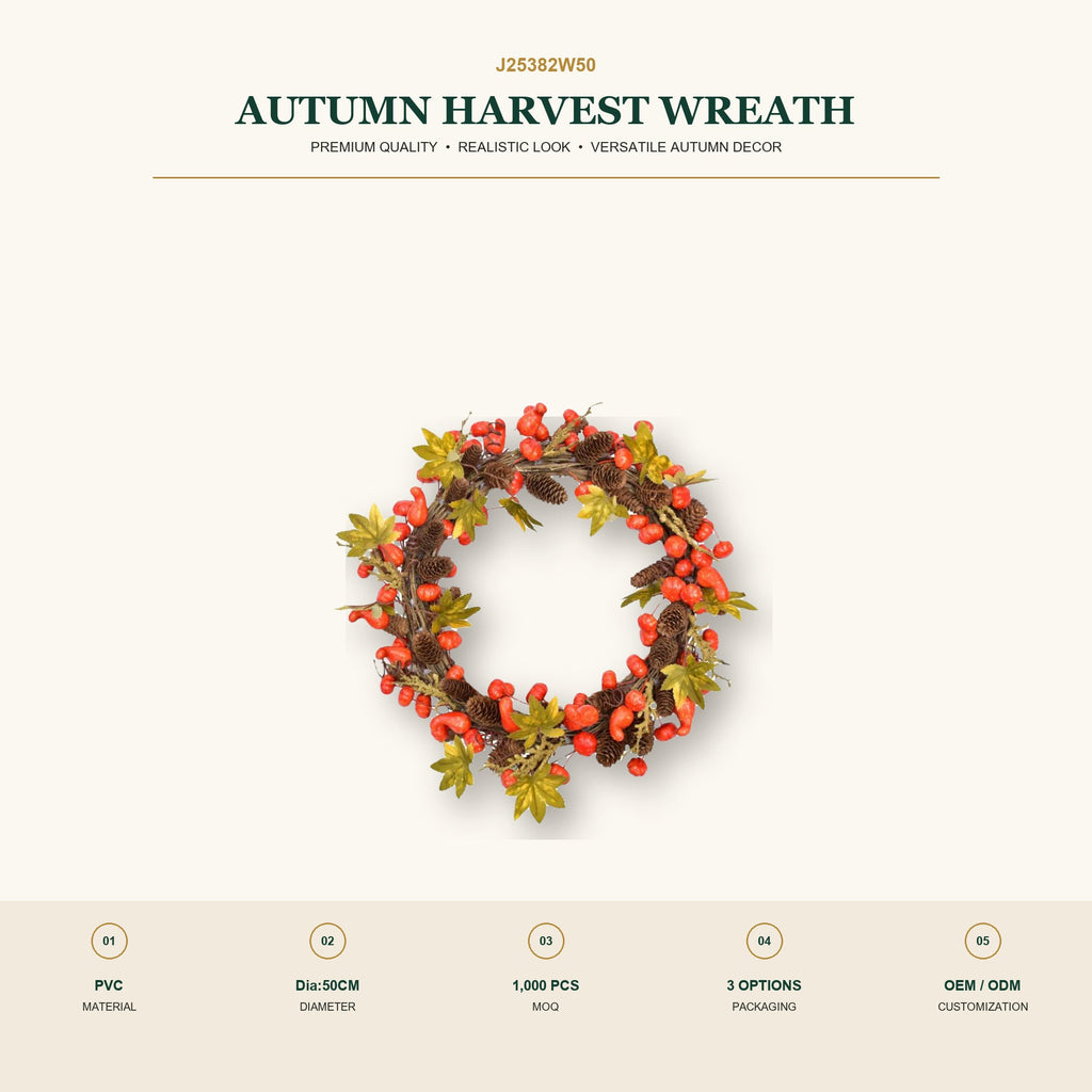 J25382W50 image 2 - Autumn Harvest Wreath