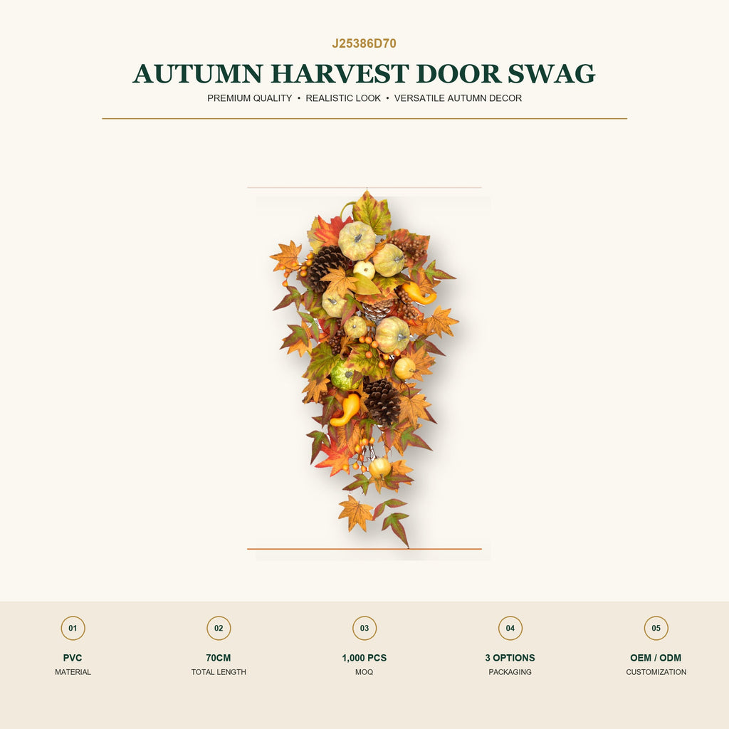 J25386D70 image 2 - Autumn Harvest Door Swag