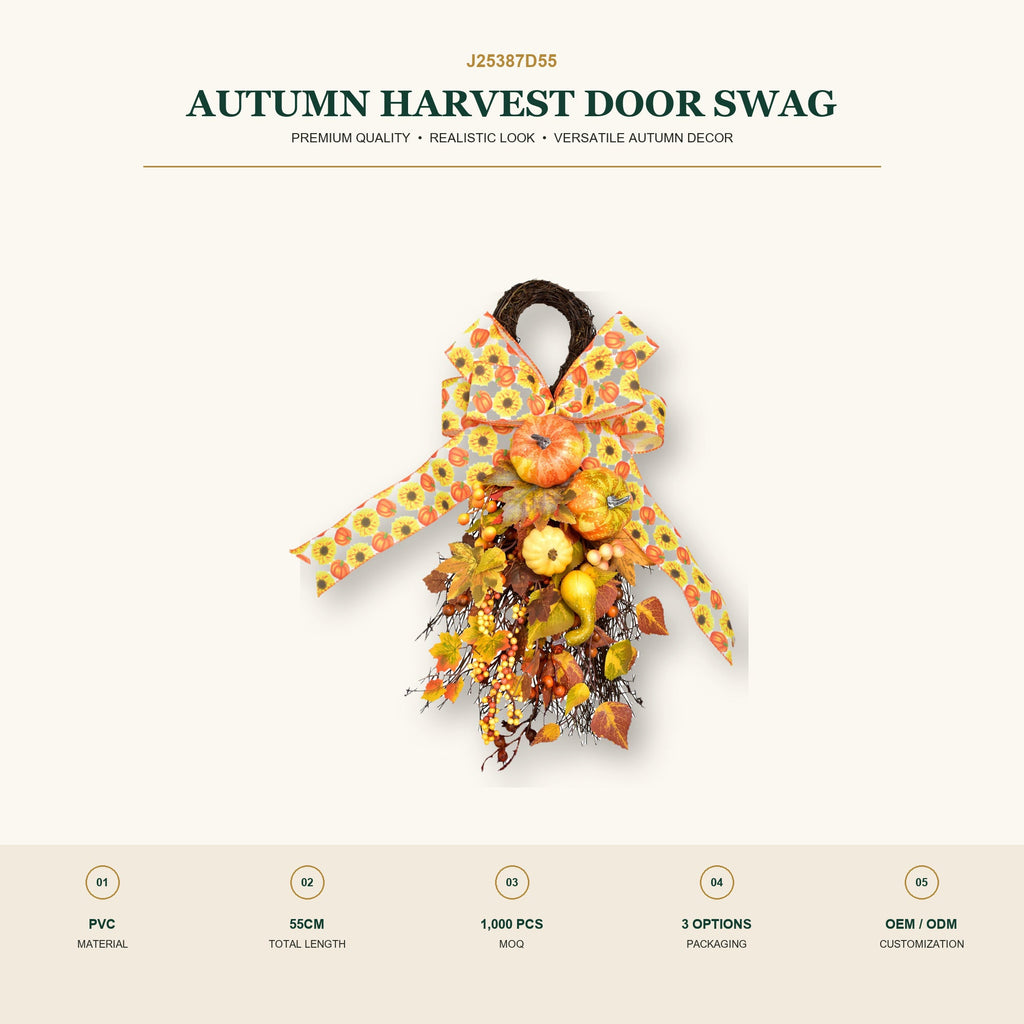 J25387D55 image 2 - Autumn Harvest Door Swag