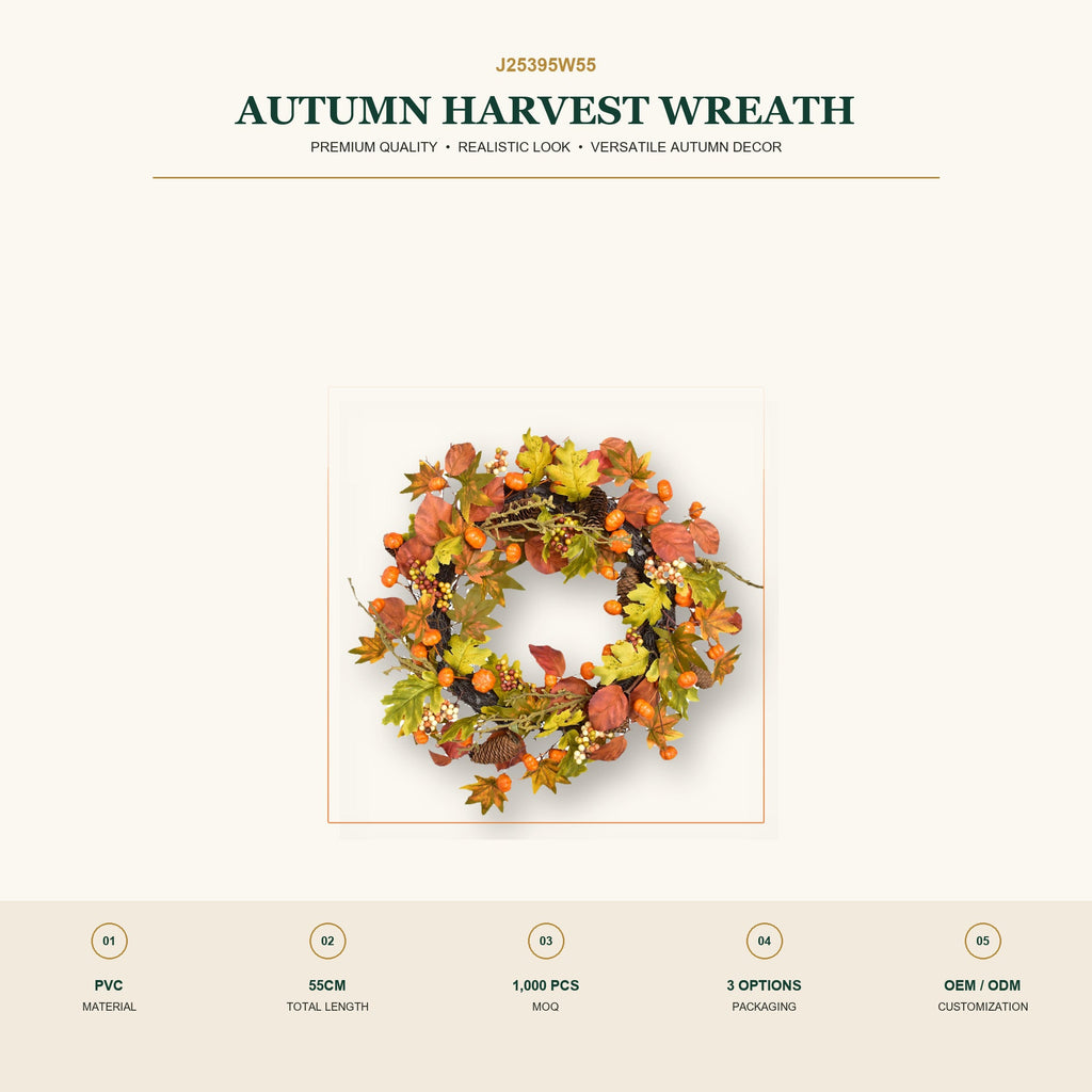 J25395W55 image 2 - Autumn Harvest Wreath