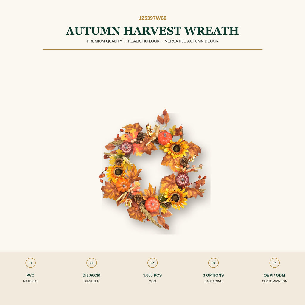 J25397W60 image 2 - Autumn Harvest Wreath
