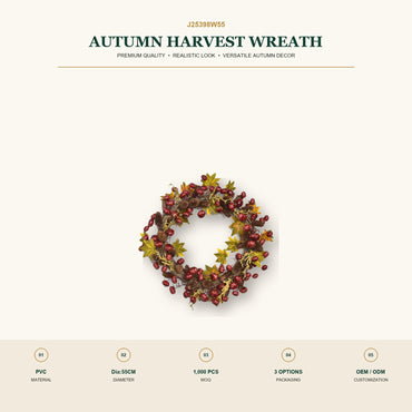 J25398W55 image 2 - Autumn Harvest Wreath