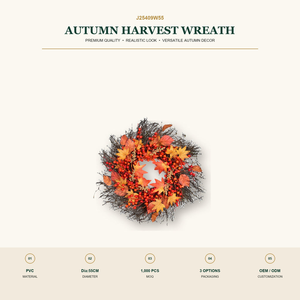 J25409W55 image 2 - Autumn Harvest Wreath