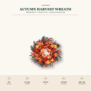 J25409W55 image 2 - Autumn Harvest Wreath