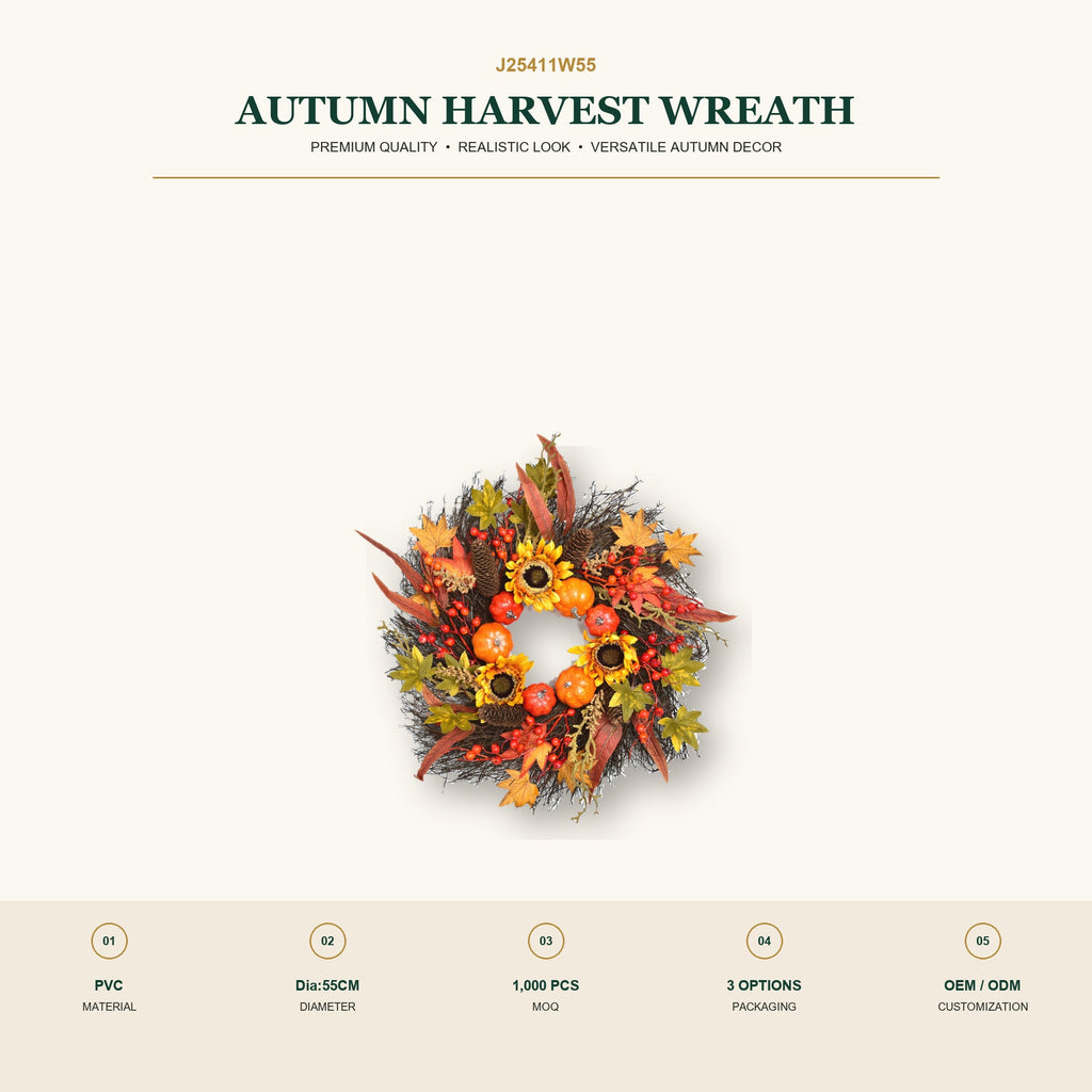 J25411W55 image 2 - Autumn Harvest Wreath