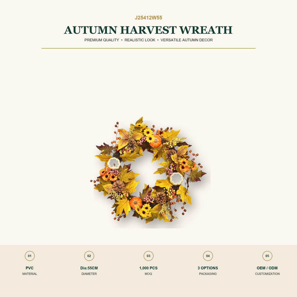 J25412W55 image 2 - Autumn Harvest Wreath