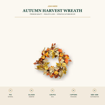 J25414W55 image 2 - Autumn Harvest Wreath