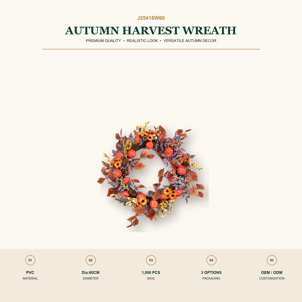J25418W60 image 2 - Autumn Harvest Wreath