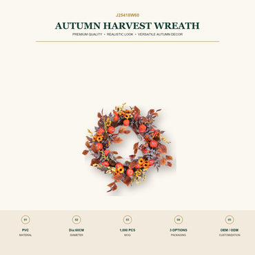 J25418W60 image 2 - Autumn Harvest Wreath