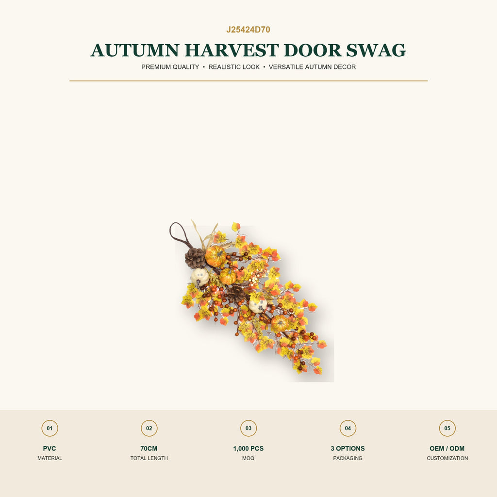 J25424D70 image 2 - Autumn Harvest Door Swag