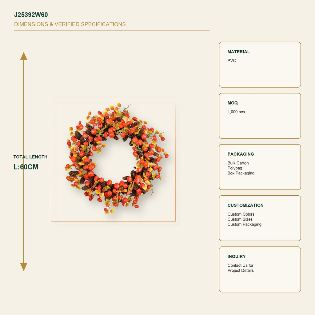 J25392W60 image 3 - Autumn Harvest Wreath