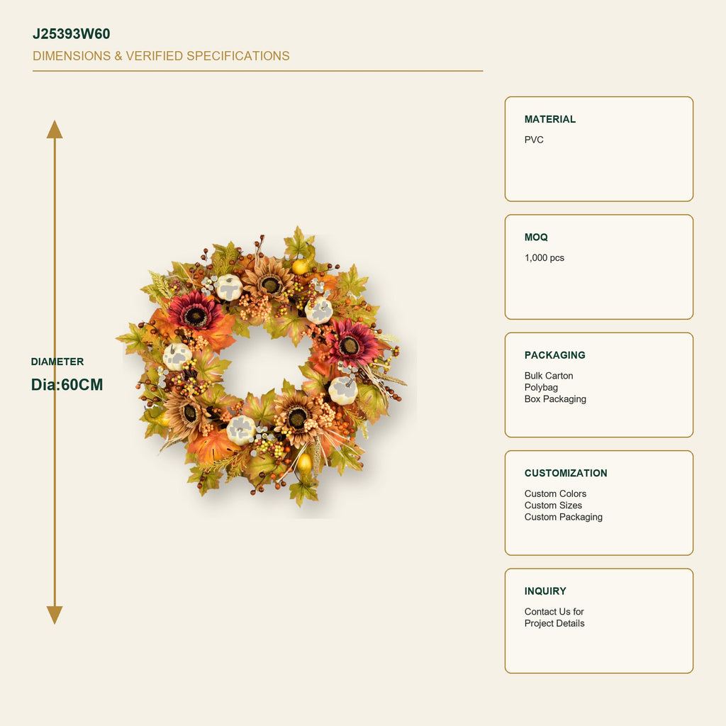 J25393W60 image 3 - Autumn Harvest Wreath