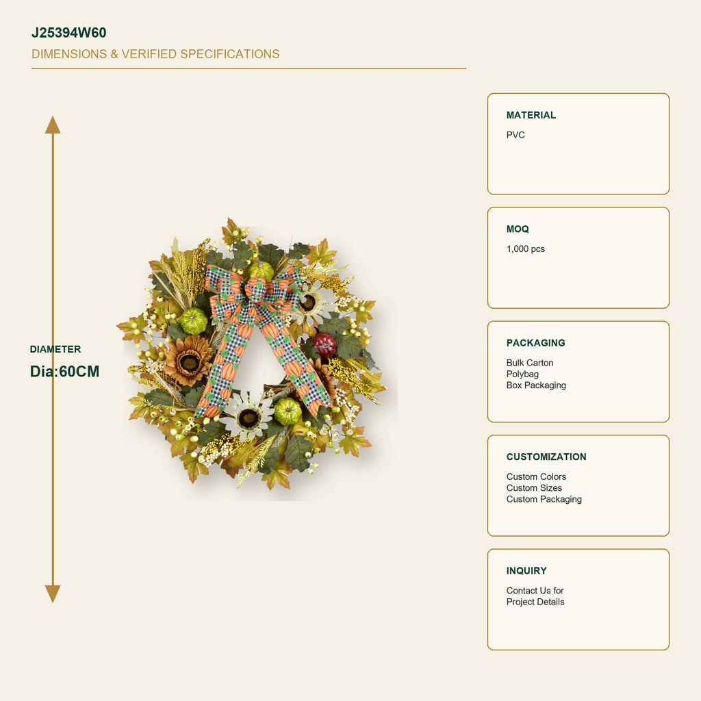 J25394W60 image 3 - Autumn Harvest Wreath