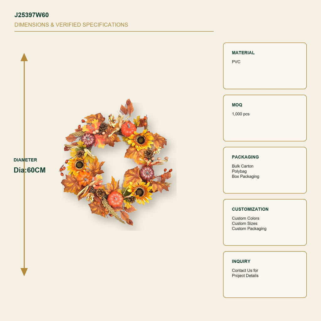 J25397W60 image 3 - Autumn Harvest Wreath