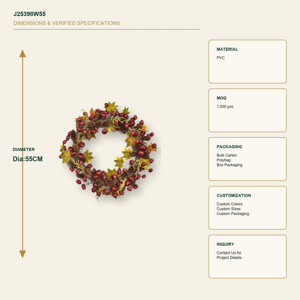 J25398W55 image 3 - Autumn Harvest Wreath