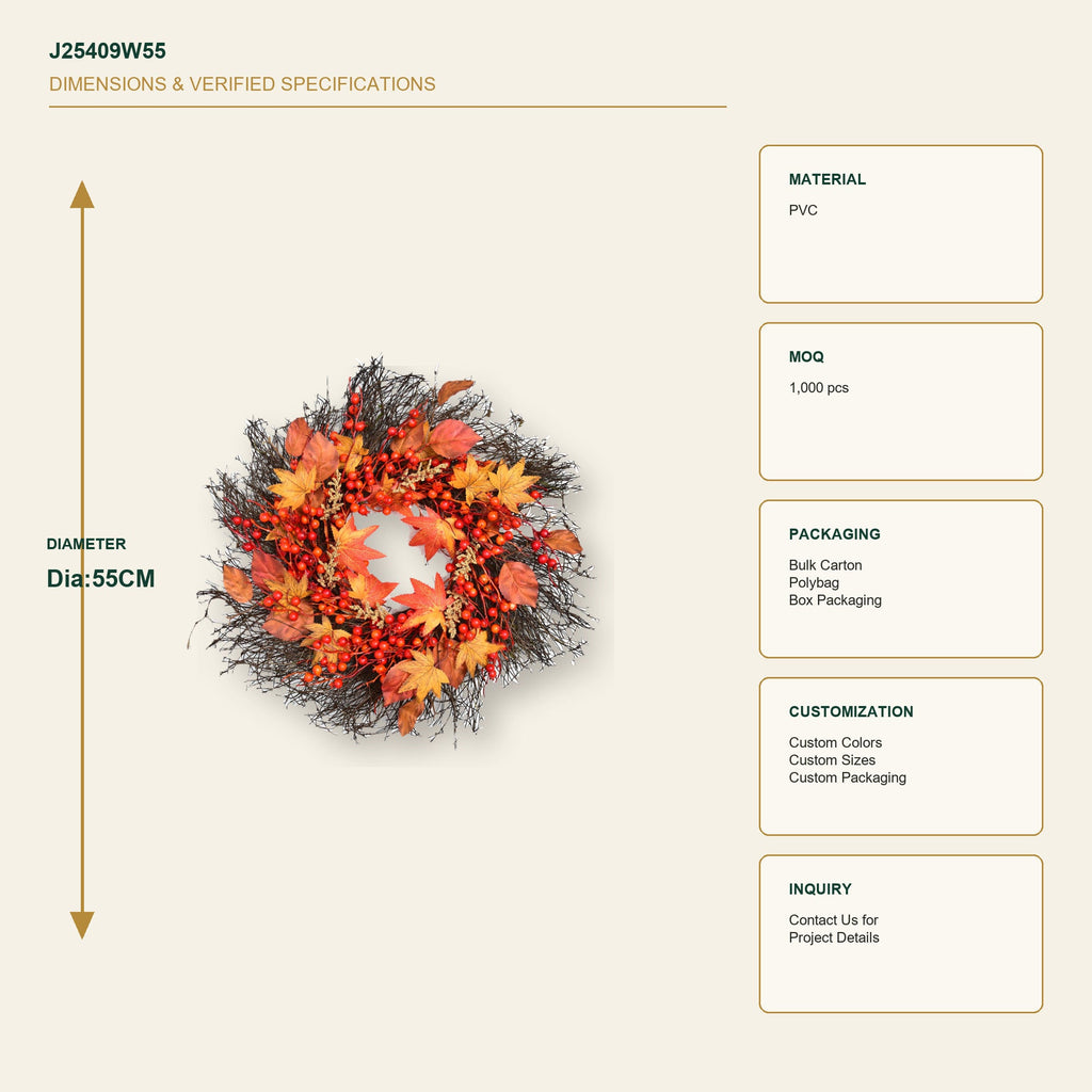 J25409W55 image 3 - Autumn Harvest Wreath