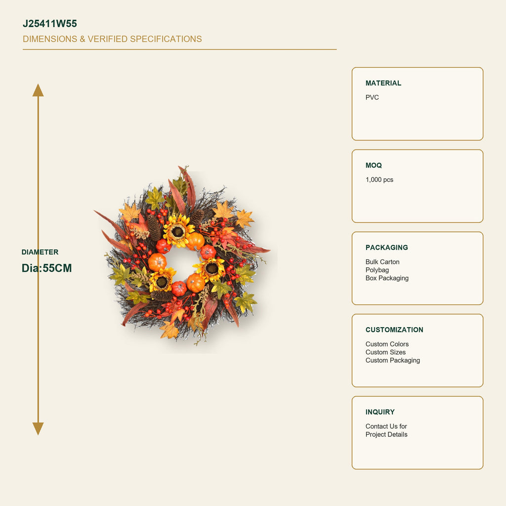 J25411W55 image 3 - Autumn Harvest Wreath