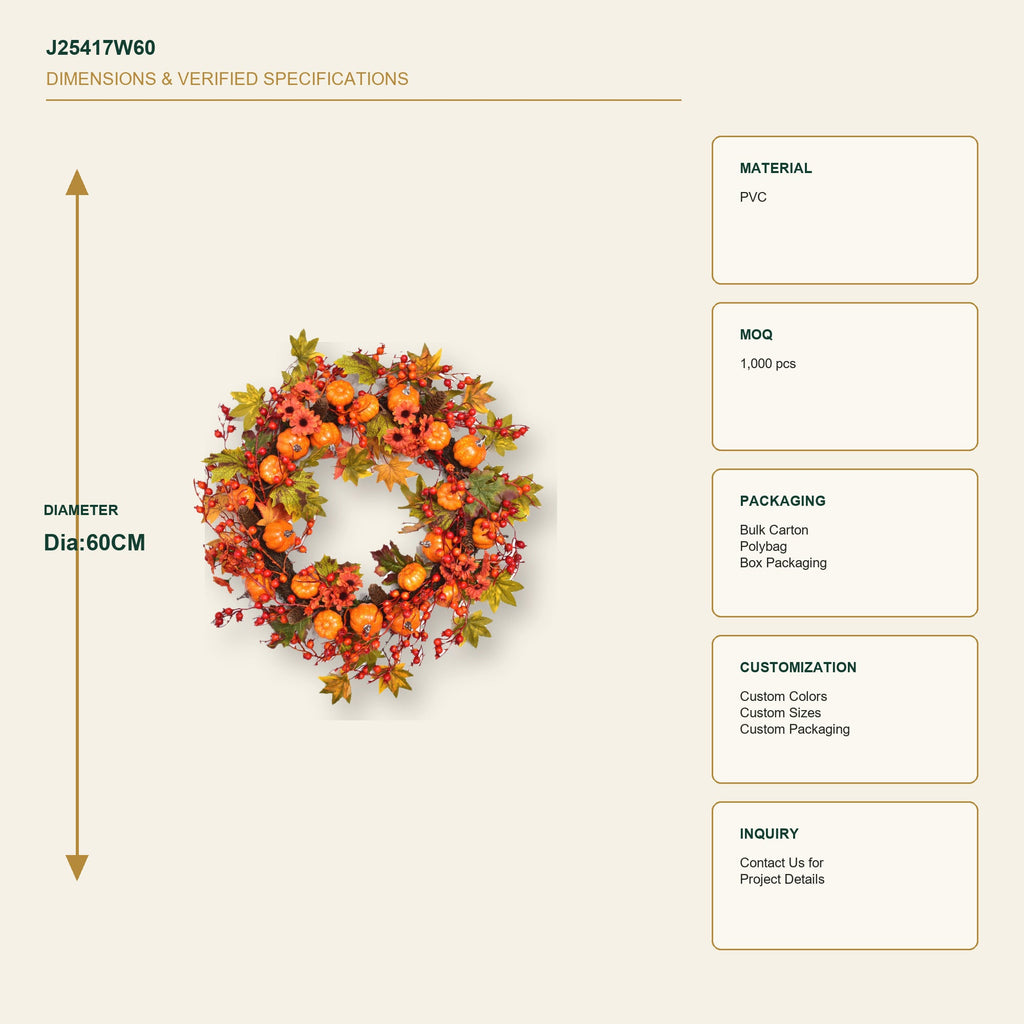 J25417W60 image 3 - Autumn Harvest Wreath