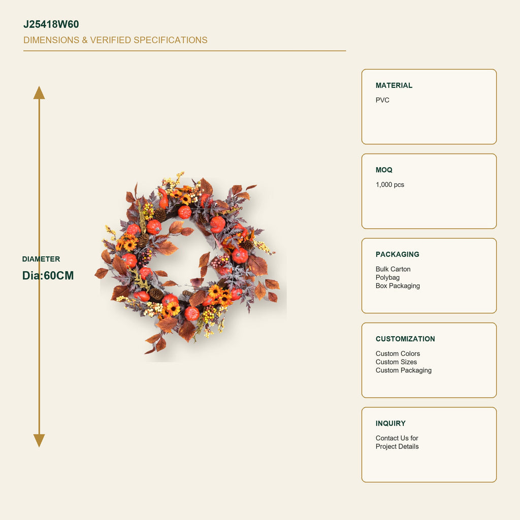 J25418W60 image 3 - Autumn Harvest Wreath