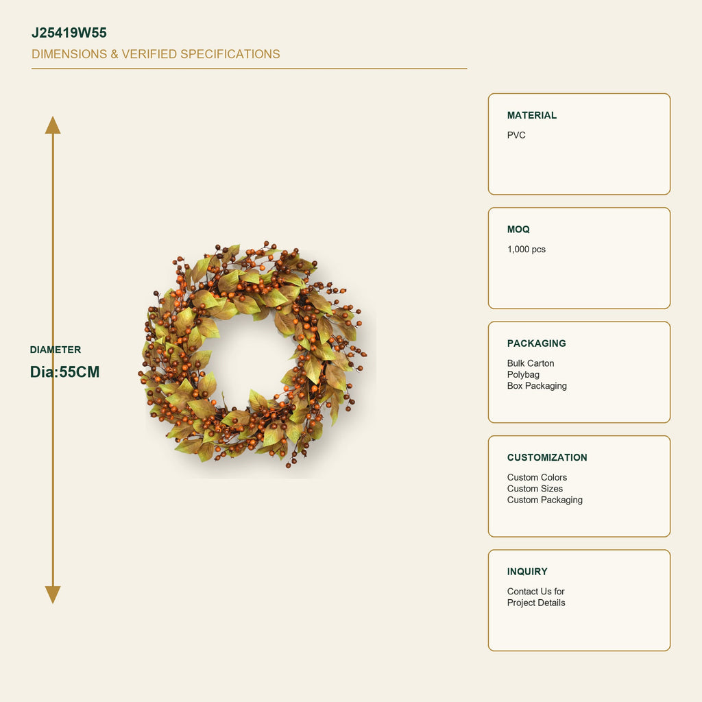 J25419W55 image 3 - Autumn Harvest Wreath