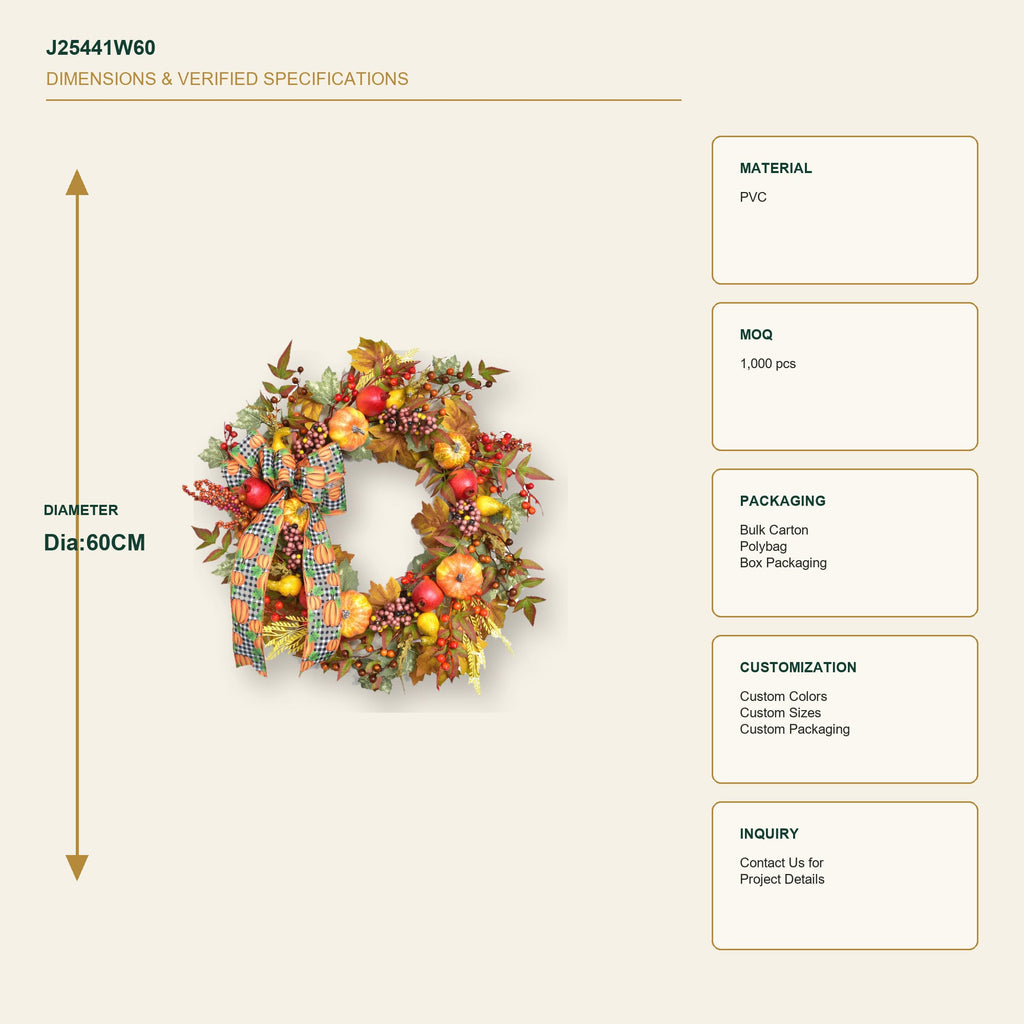 J25441W60 image 3 - Autumn Harvest Wreath