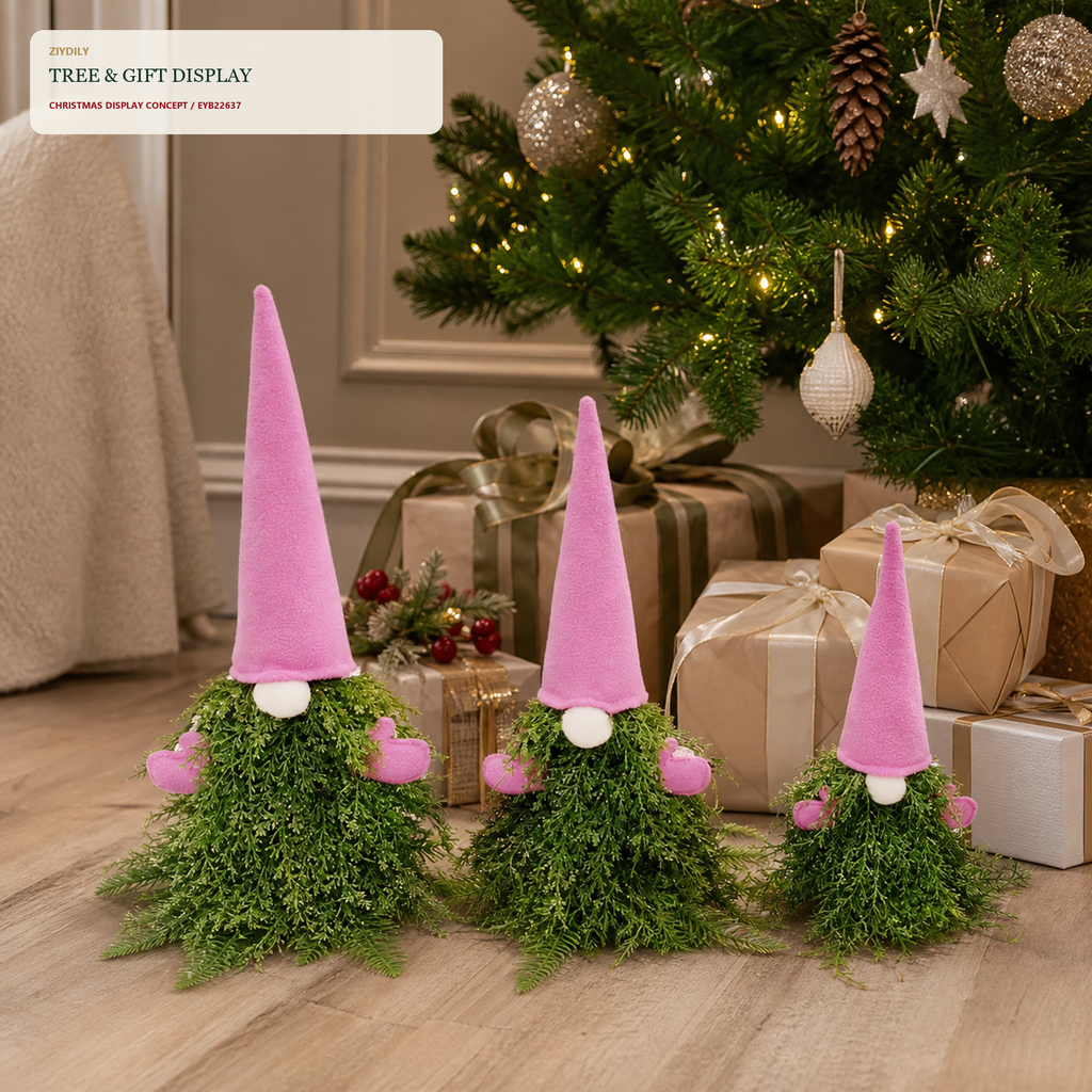 EYB22637 Christmas gnome seasonal tree display