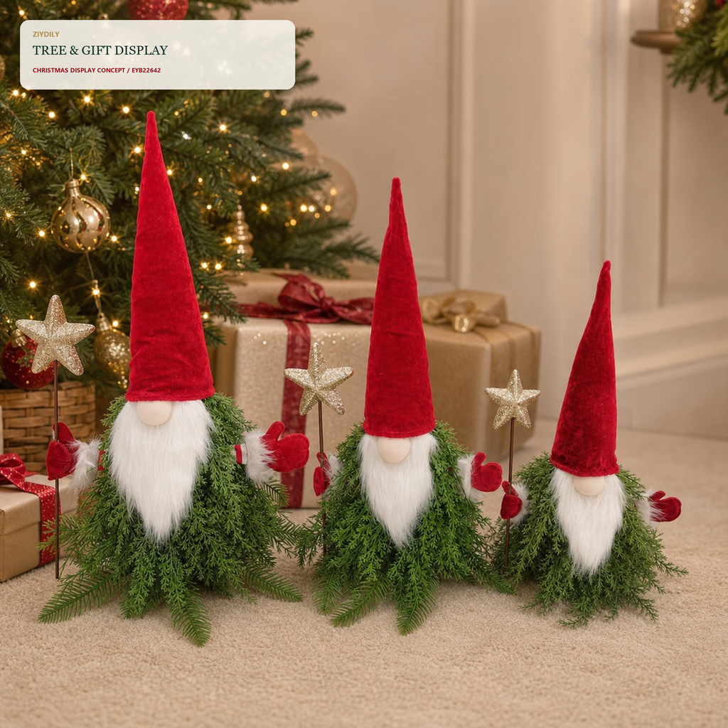 EYB22642 Christmas gnome seasonal tree display
