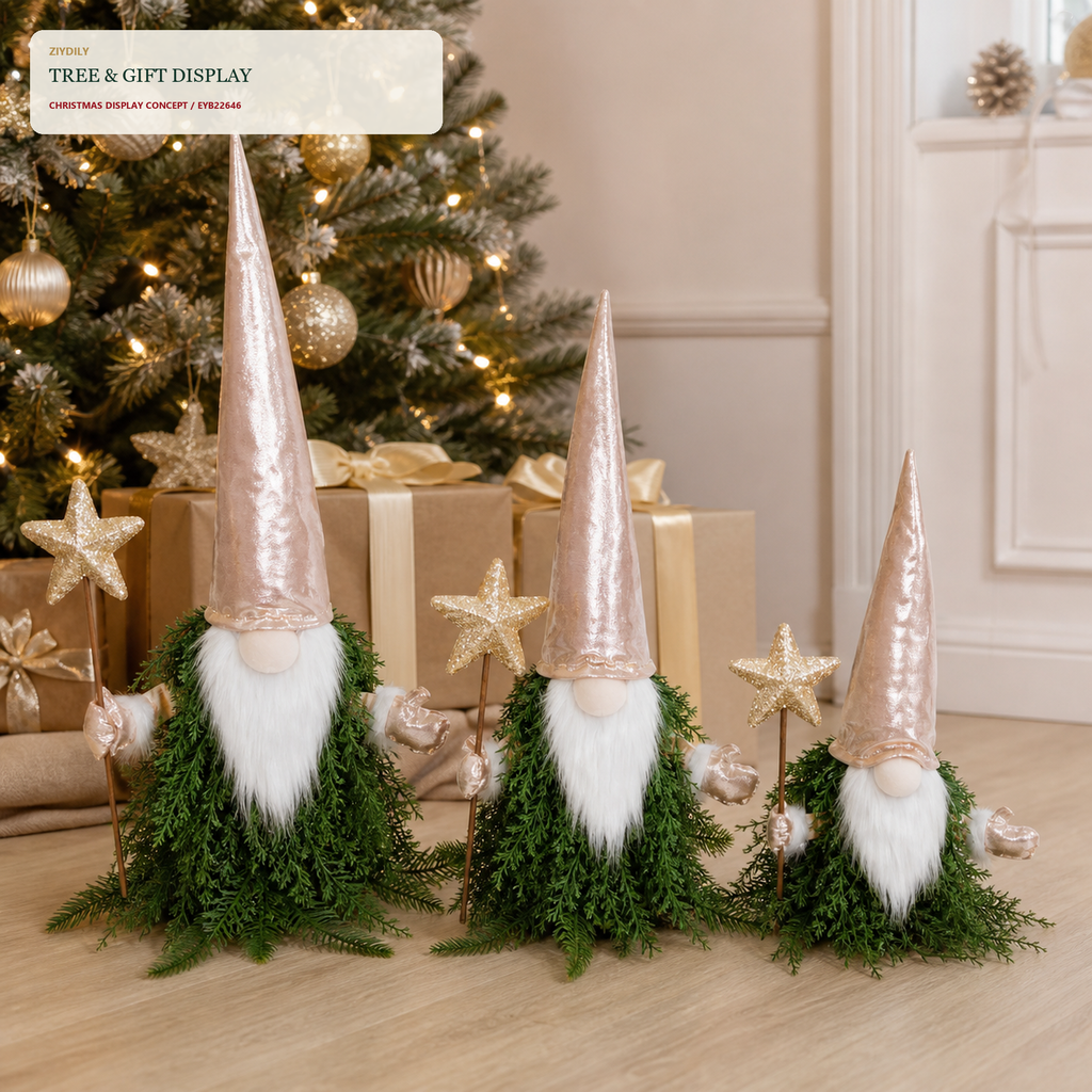 EYB22646 Christmas gnome seasonal tree display