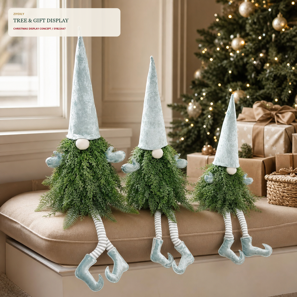 EYB22647 Christmas gnome seasonal tree display