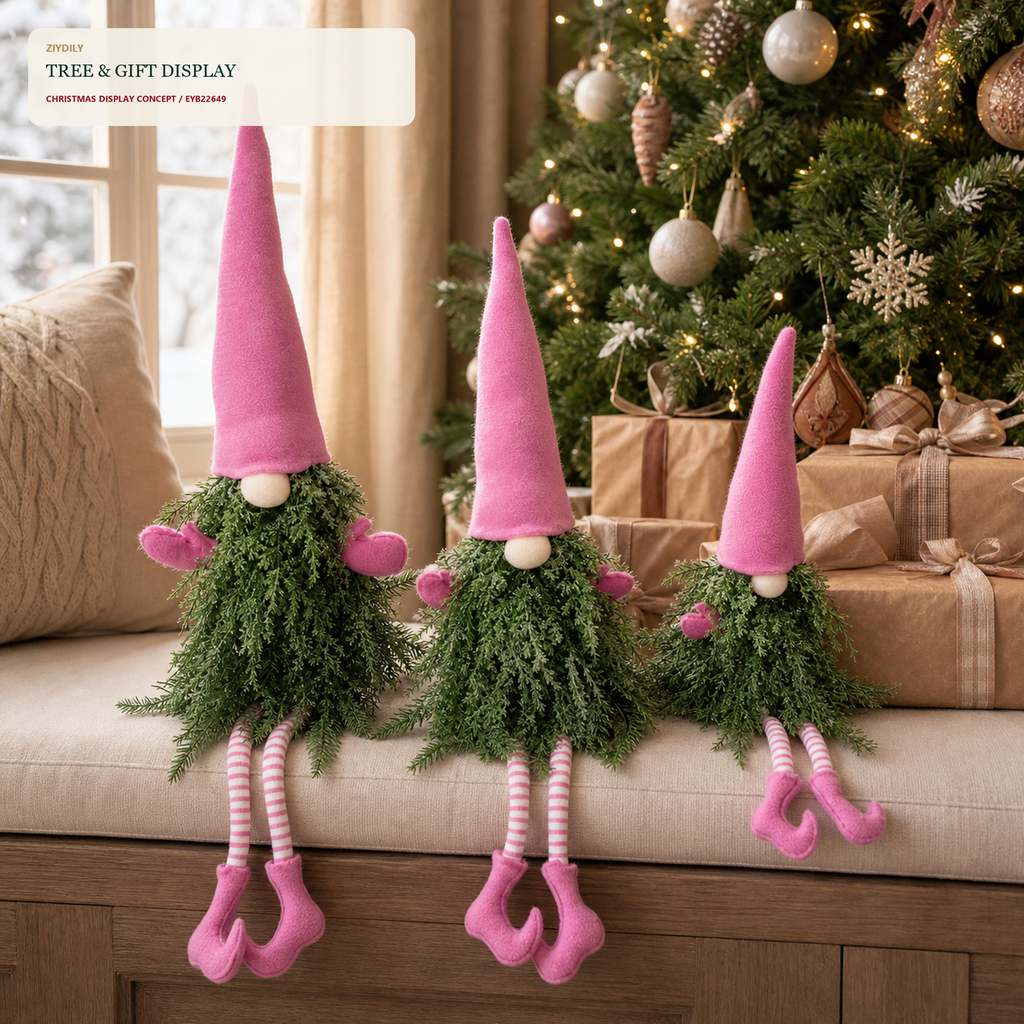 EYB22649 Christmas gnome seasonal tree display