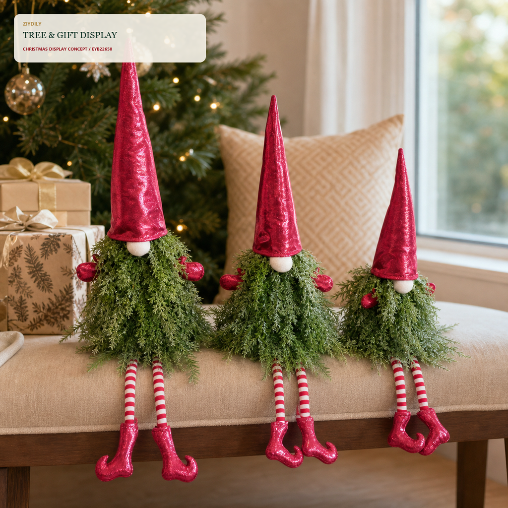 EYB22650 Christmas gnome seasonal tree display