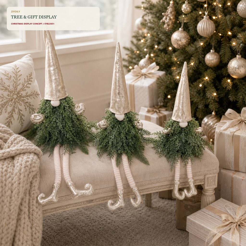 EYB22651 Christmas gnome seasonal tree display