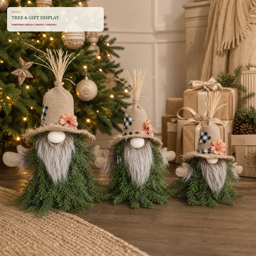 EYB22653 Christmas gnome seasonal tree display