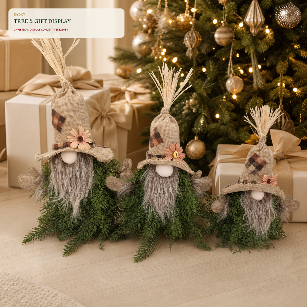 EYB22654 Christmas gnome seasonal tree display
