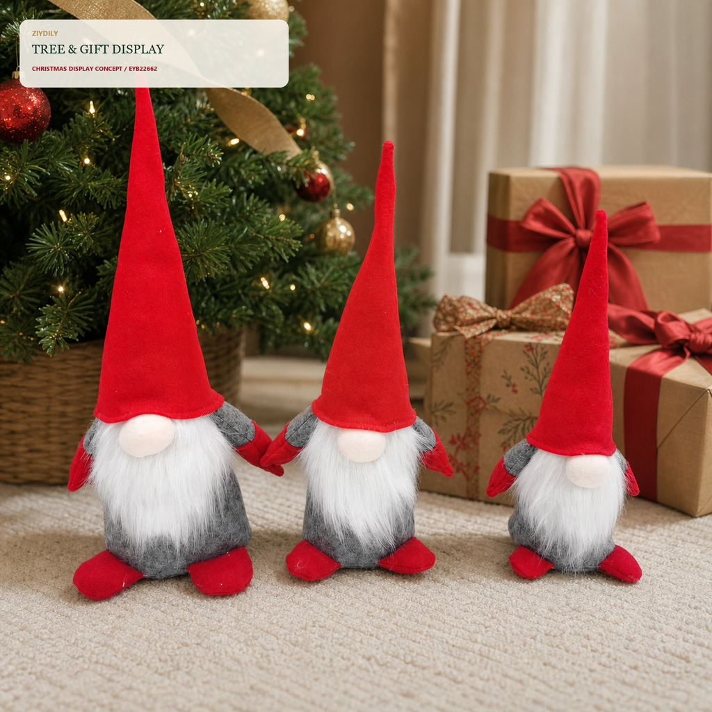 EYB22662 Christmas gnome seasonal tree display