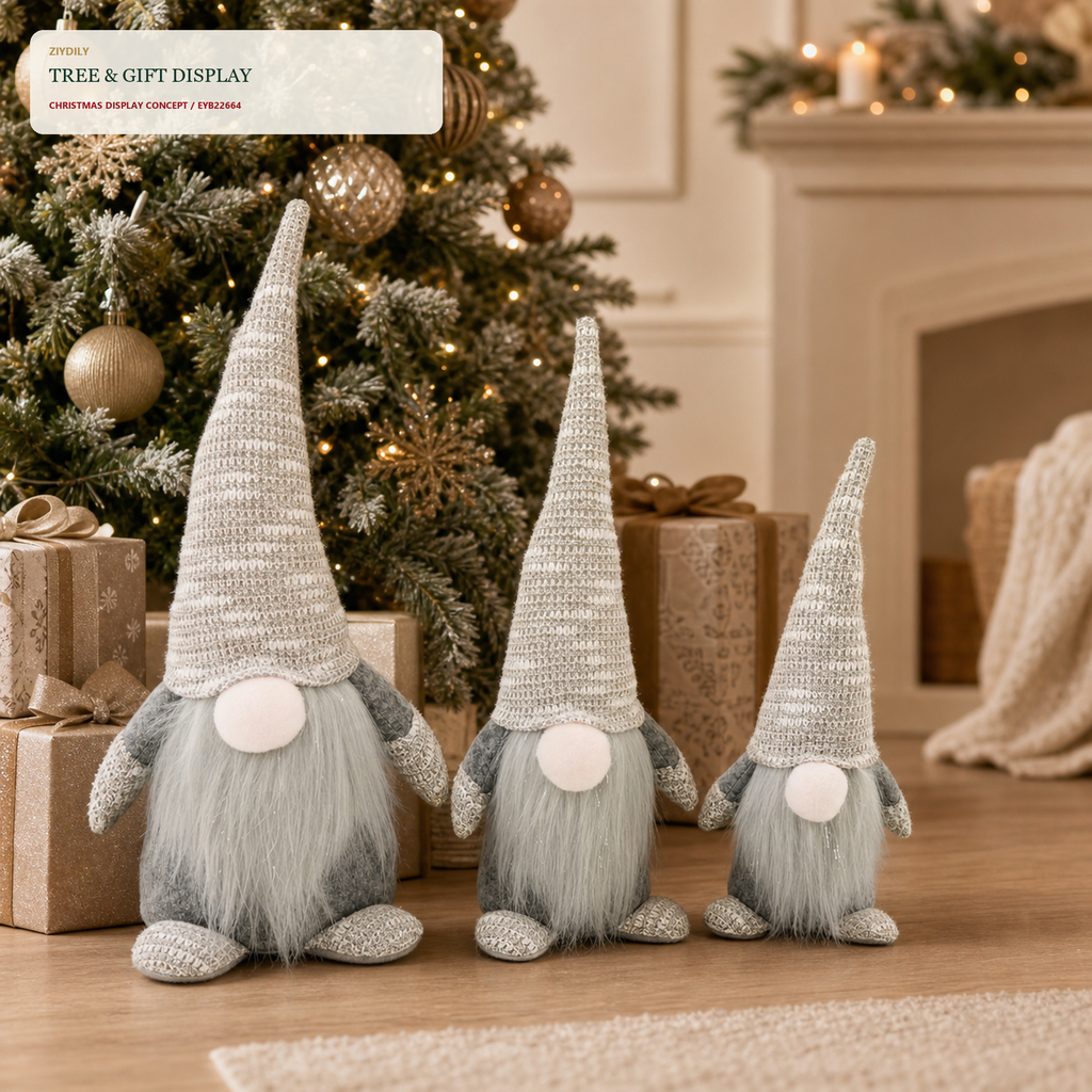 EYB22664 Christmas gnome seasonal tree display