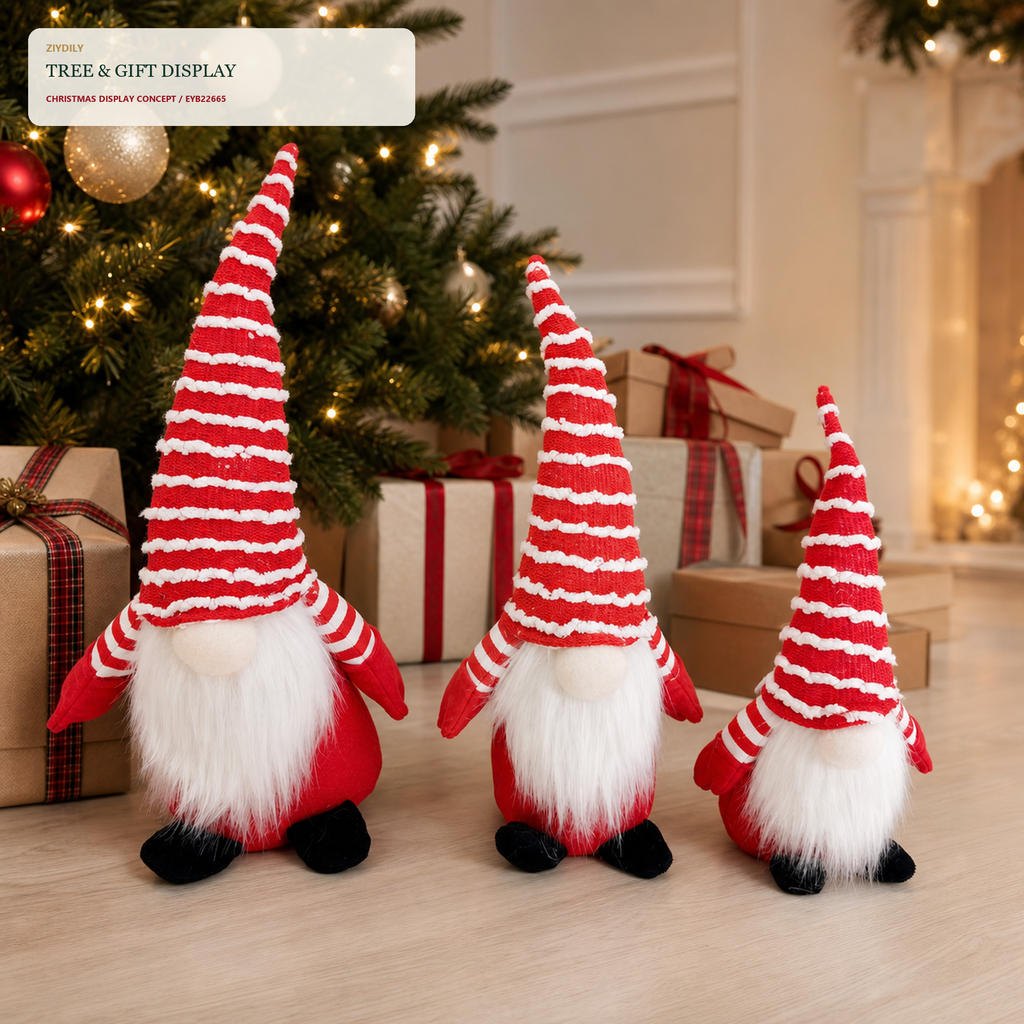 EYB22665 Christmas gnome seasonal tree display