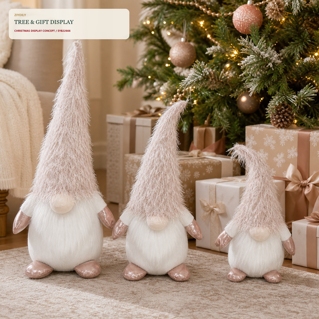 EYB22666 Christmas gnome seasonal tree display